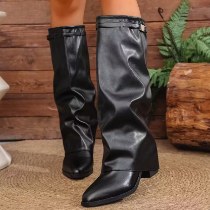 Women's Fashionable Sexy Warm Chunky Heel Slip-Resistant Ankle Boots