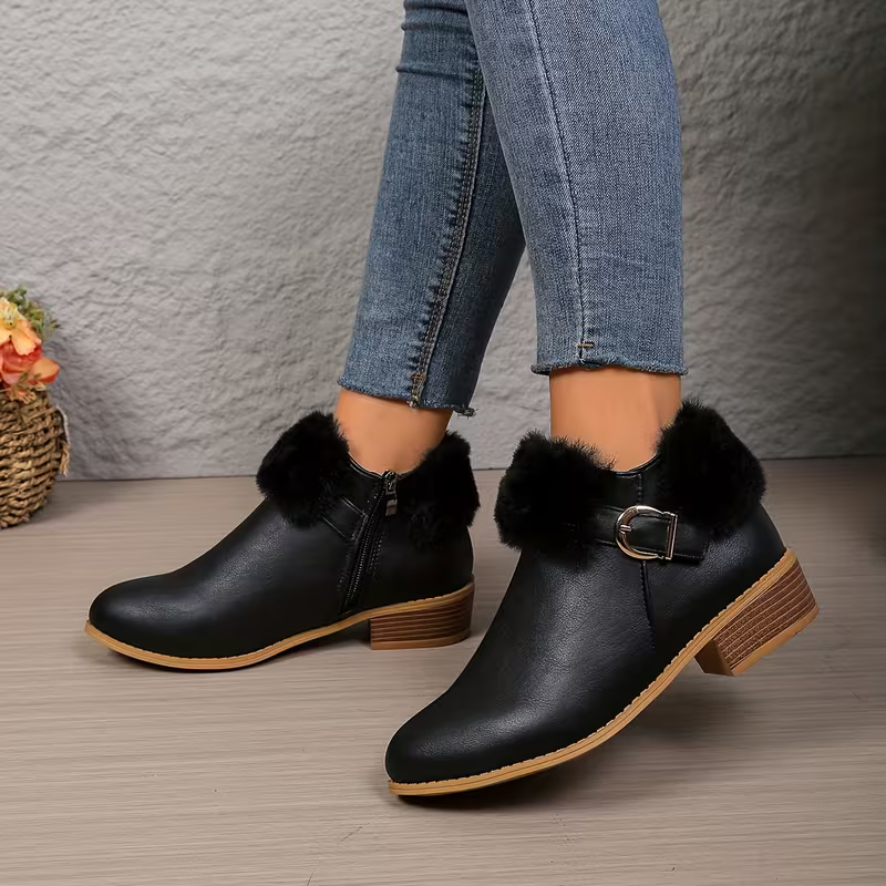 Women's Fashion & Warm Chelsea Block Heel Slip-On Boots