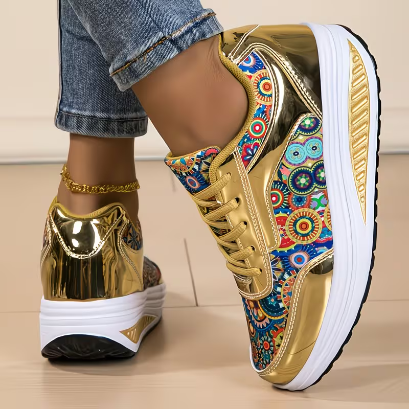 Women's Fashion Bohemian Style Shock-Absorbing Thick-Soled Outdoor Sports Shoes Sneakers