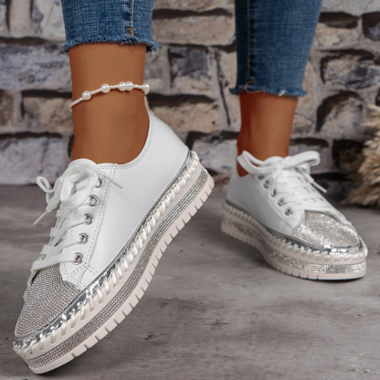 Women's Glittering Rhinestone Fashionable Comfortable Versatile Platform Casual Shoes