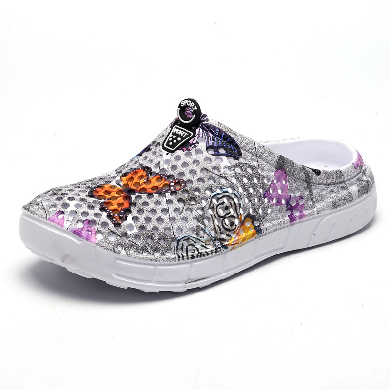 Women's Lightweight & Breathable Butterfly Print Hollow Out Clogs Sandals for Beach, Garden & Casual Wear