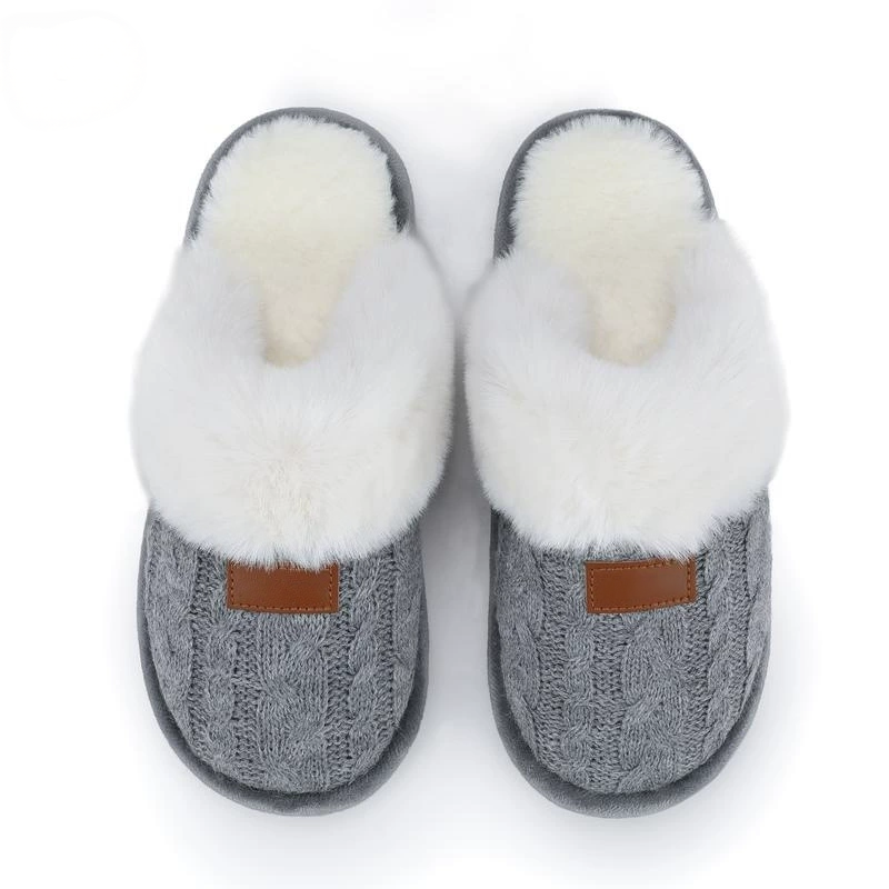 Women's Cable Knit Fuzzy Mule Slippers