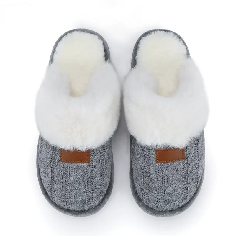 Women's Cable Knit Fuzzy Mule Slippers