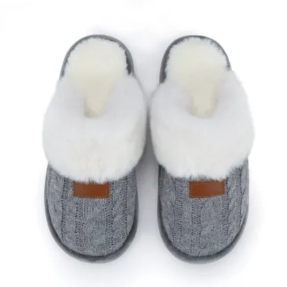 Women's Cable Knit Fuzzy Mule Slippers