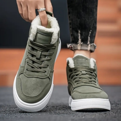 Men's Warm Comfortable Plush Lining Mid-Top Boots For Winter Outdoor Street Walking and Strolling