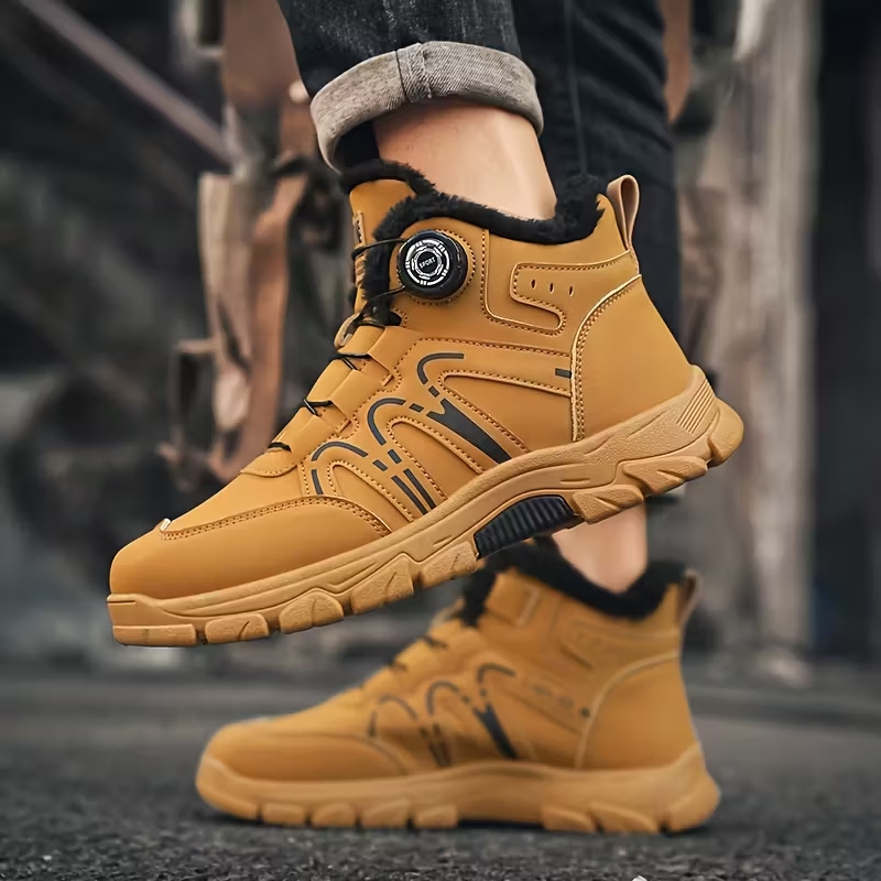 Men's Stylish Warm Lining Slip-Resistant Winter Sneakers Outdoor Walking Footwear