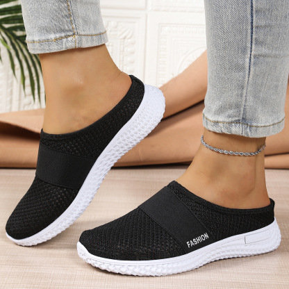 Women's Breathable and Comfortable Knit Mule Sneakers Slip-On Outdoor Walking Shoes