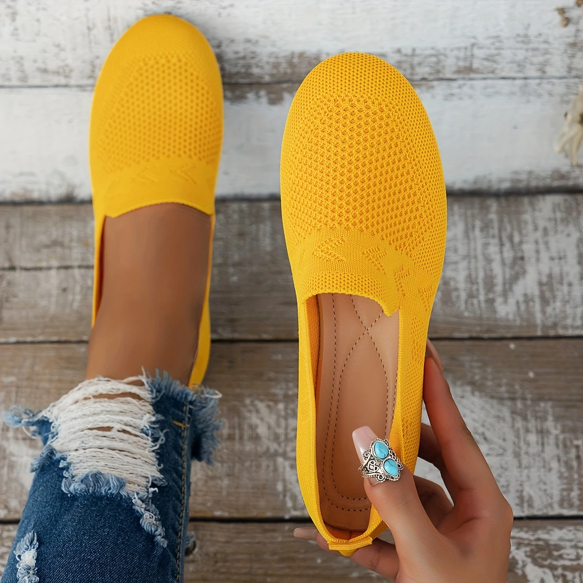 Women's Breathable Mesh Slip-On Shoes Daily Walking Footwear