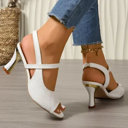 Women's Elegant Adjustable Straps Peep-Toe High Heel Sandals with Glittery Detail