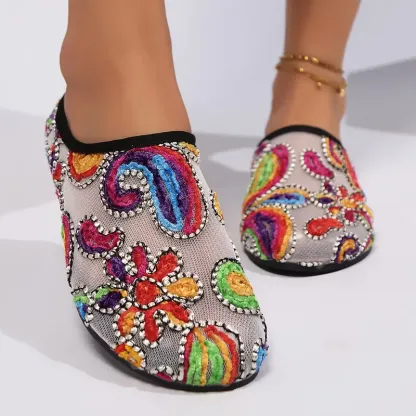 Women's Fashion Mesh Breathable Lightweight Versatile Unique Slip-On Flats Slippers