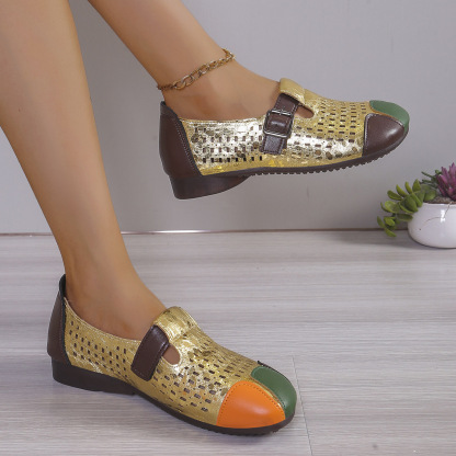 Women's Retro Elegant Comfortable  Hollow-Out Flat Shoes Slip-on Shoes