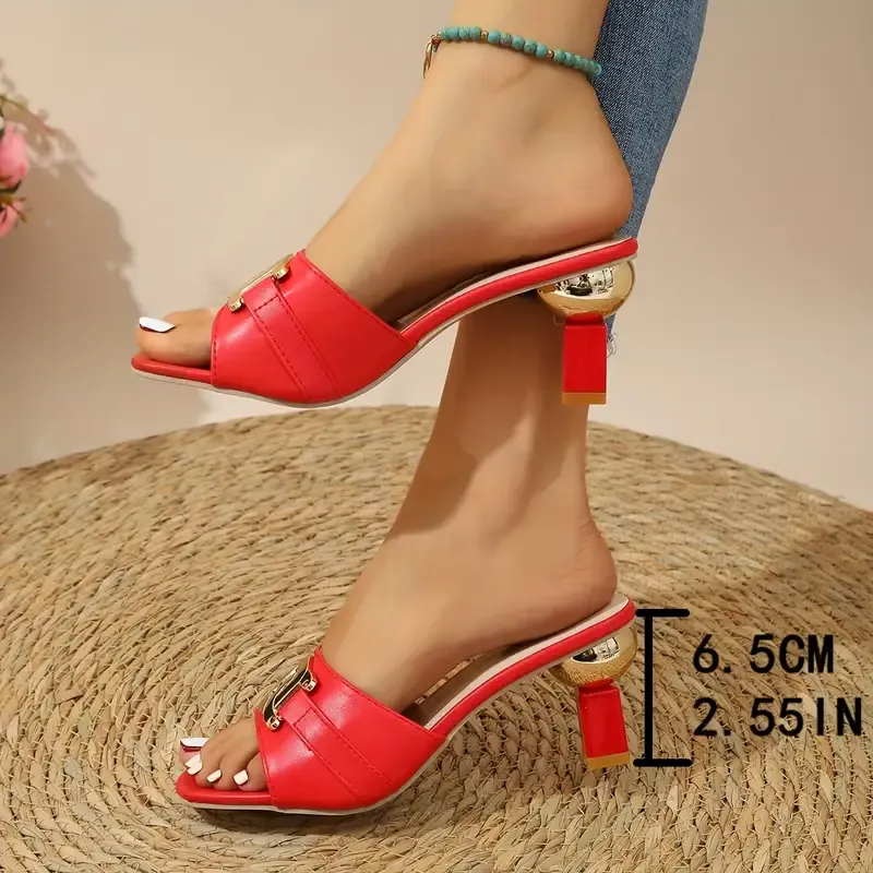 Women's Chic Comfy Metallic Buckle Slip-on Slide Sandals