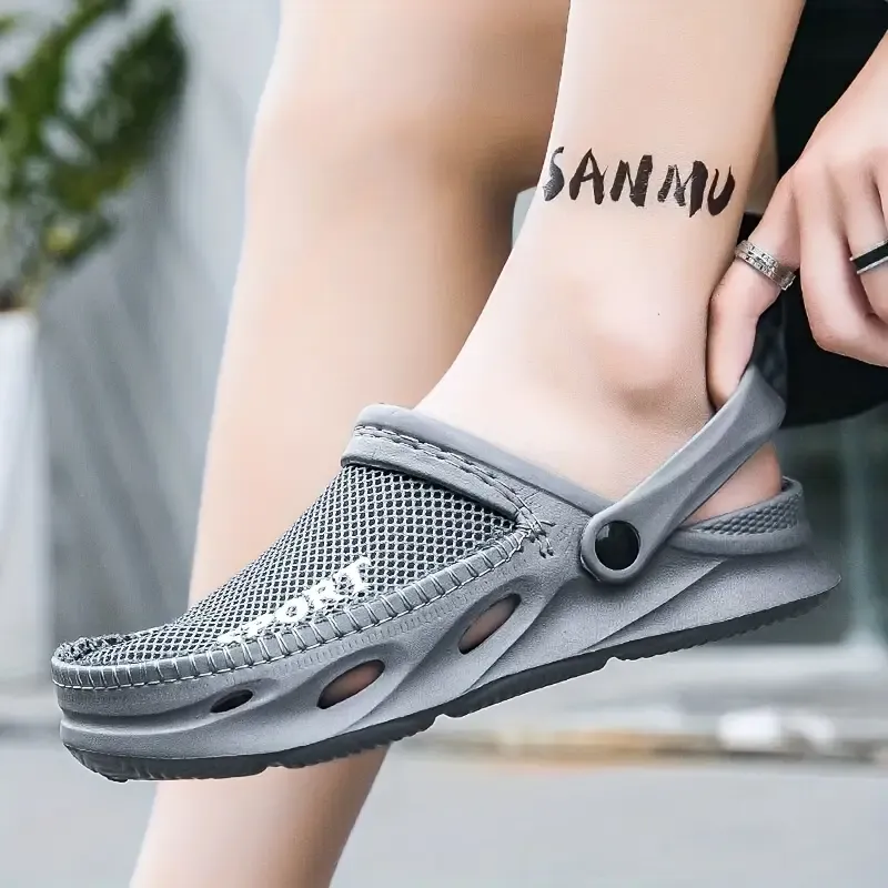 Men's Mesh Hollow Out Breathable Comfy Non-Slip Clogs Garden Shoes Beach Sandals