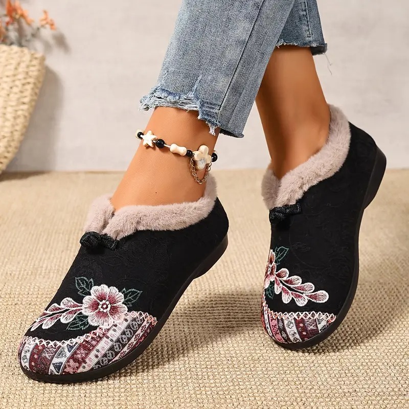 Women's Warm Floral Ankle Boots