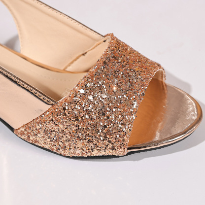 Women's Shiny Sequined Sexy Chunky Heel Sandals