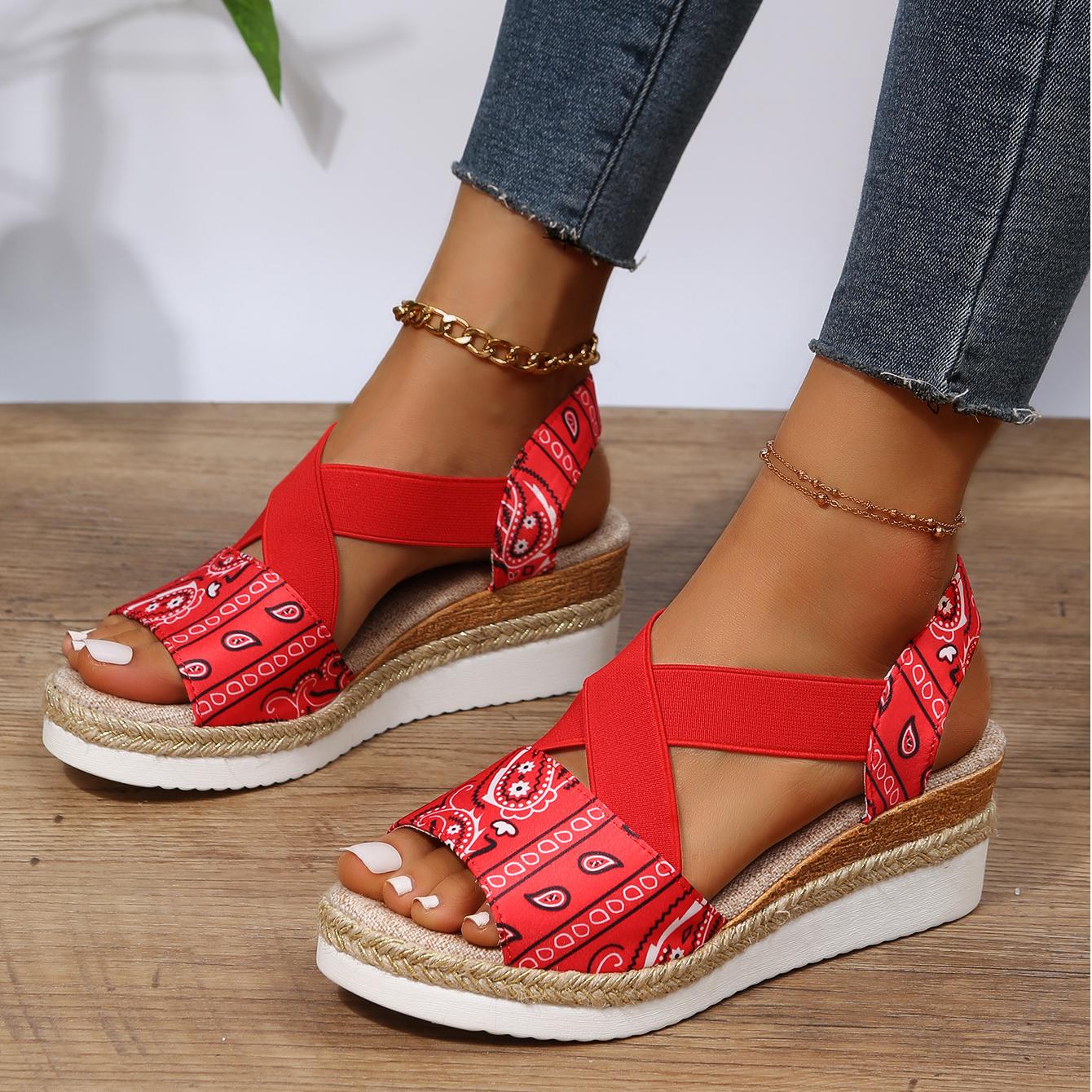Women's Classic Crisscross Elastic Wedge Sandals