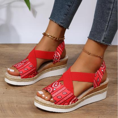 Women's Classic Crisscross Elastic Wedge Sandals