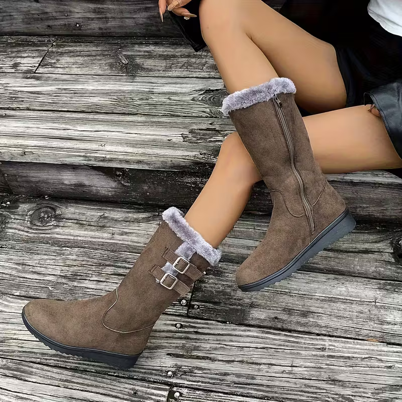 Women's Thickened PWarm Lining Slip-Resistant Mid-Calf Boots