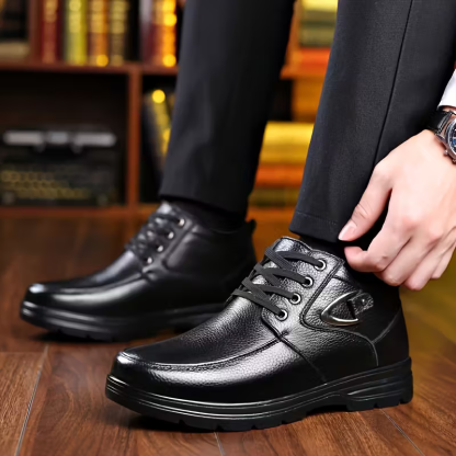 Men's Plus Velvet Warm Genuine Leathe Wear-resistant Anti-slip Winter Shoes