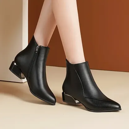 Women's Fashion Chunky Low Heeled Ankle Boots