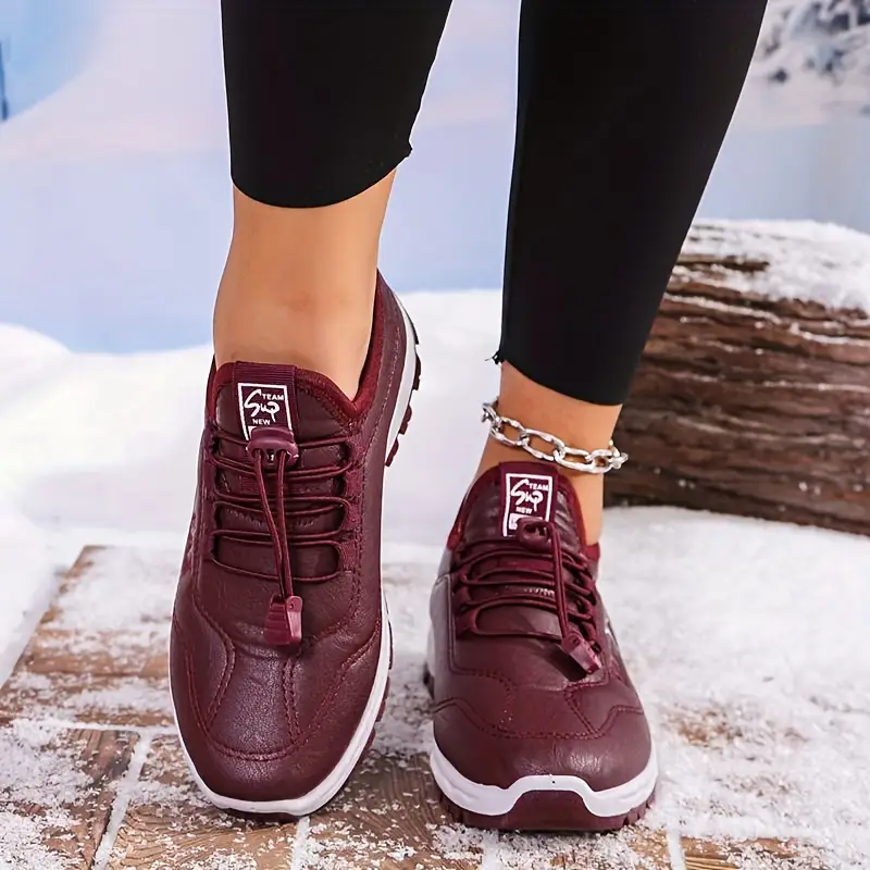Women's Cozy Water-Resistant Non-Slip Snow Sneakers for Cold Weather Outings
