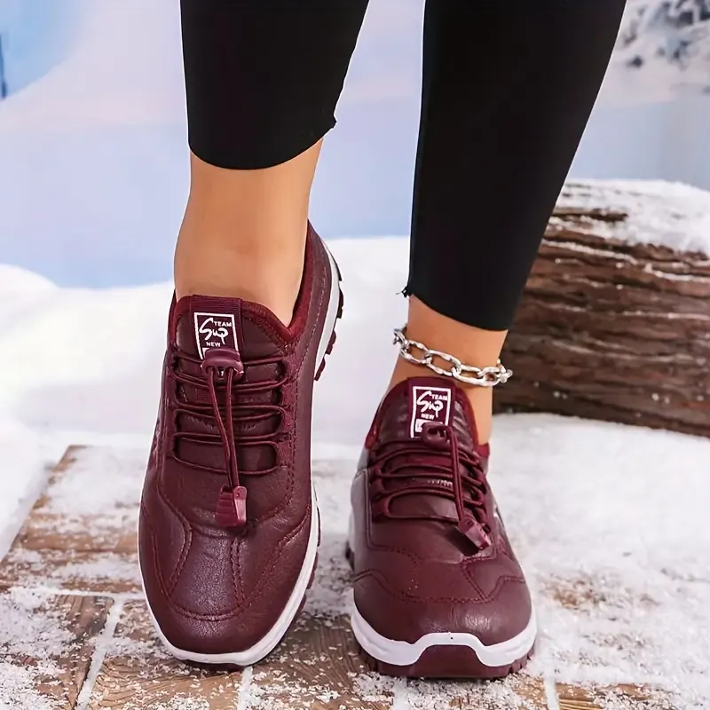 Women's Cozy Water-Resistant Non-Slip Snow Sneakers for Cold Weather Outings