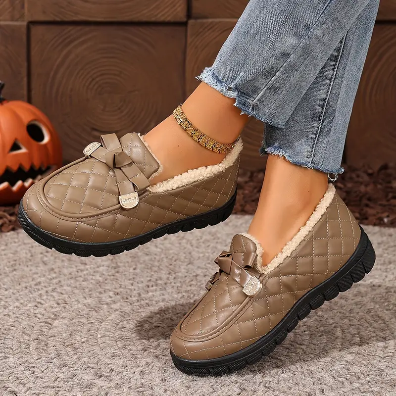 Women's Thermal Waterproof & Slip-Resistant Slip-On Winter Loafers Versatile Shoes for Jeans/Casual/Professional