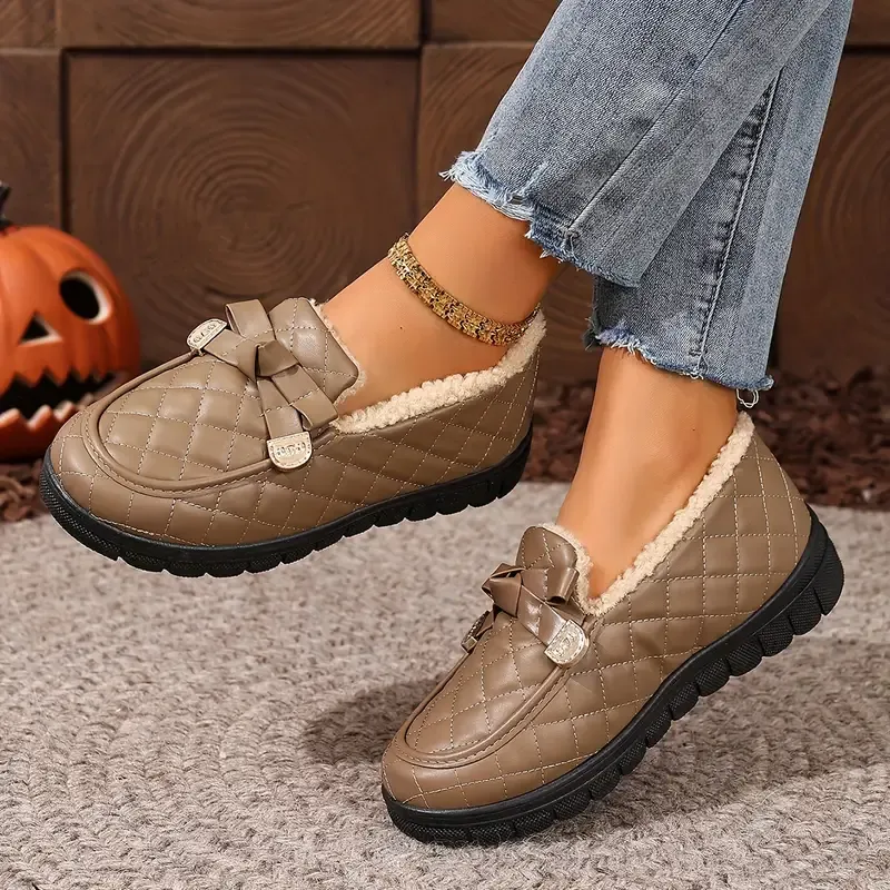 Women's Thermal Waterproof & Slip-Resistant Slip-On Winter Loafers Versatile Shoes for Jeans/Casual/Professional