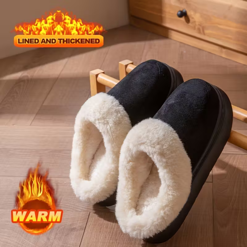 Unisex Thickened Warmth Non-Slip Plush Slippers