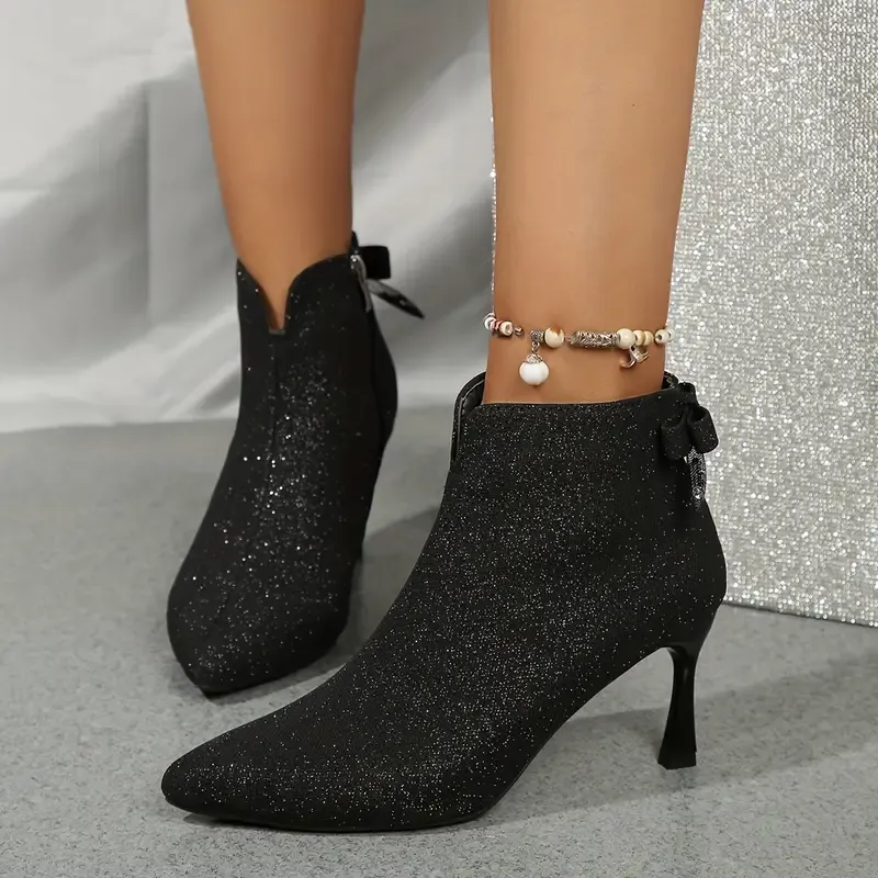 [Copy]Women's Sparkling Fashion Elegant Versatile Chunky Heel Boots