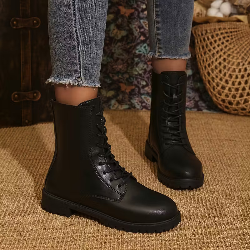 Women's Western Punk Style Leather Mid-Calf Boots Cowgirl Boots Allseason Footwear