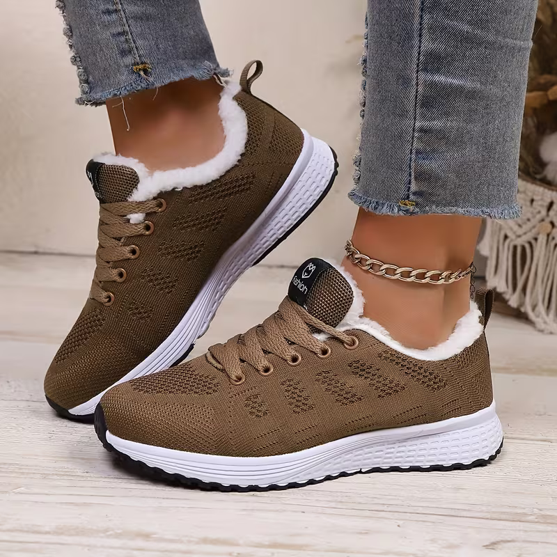 Women's Stylish & Comfortable Plus-Size Plush Warm Sports Shoes Sneakers for Running, Fitness, Commuting, Daily Shopping