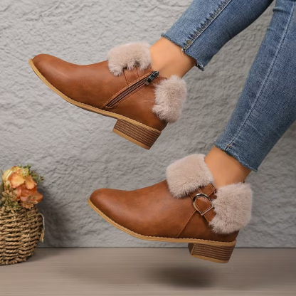 Women's Fashion & Warm Chelsea Block Heel Slip-On Boots