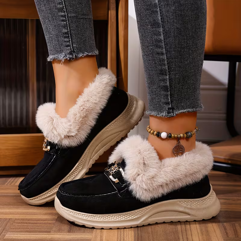 Women's Versatile Snow Sports Shoes Thick-Soled Height-Increasing Slip-On Loafers