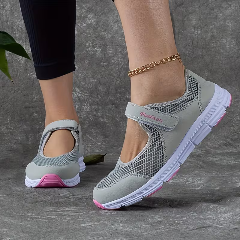 Women's Breathable Mesh Hook And Loop Walking Shoes Orthopedic Sneakers