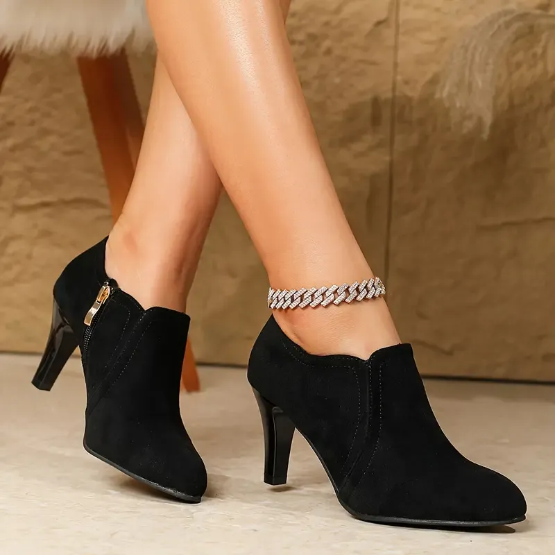 Women's Fashion and Sexy Side Zipper High-heeled Shoes