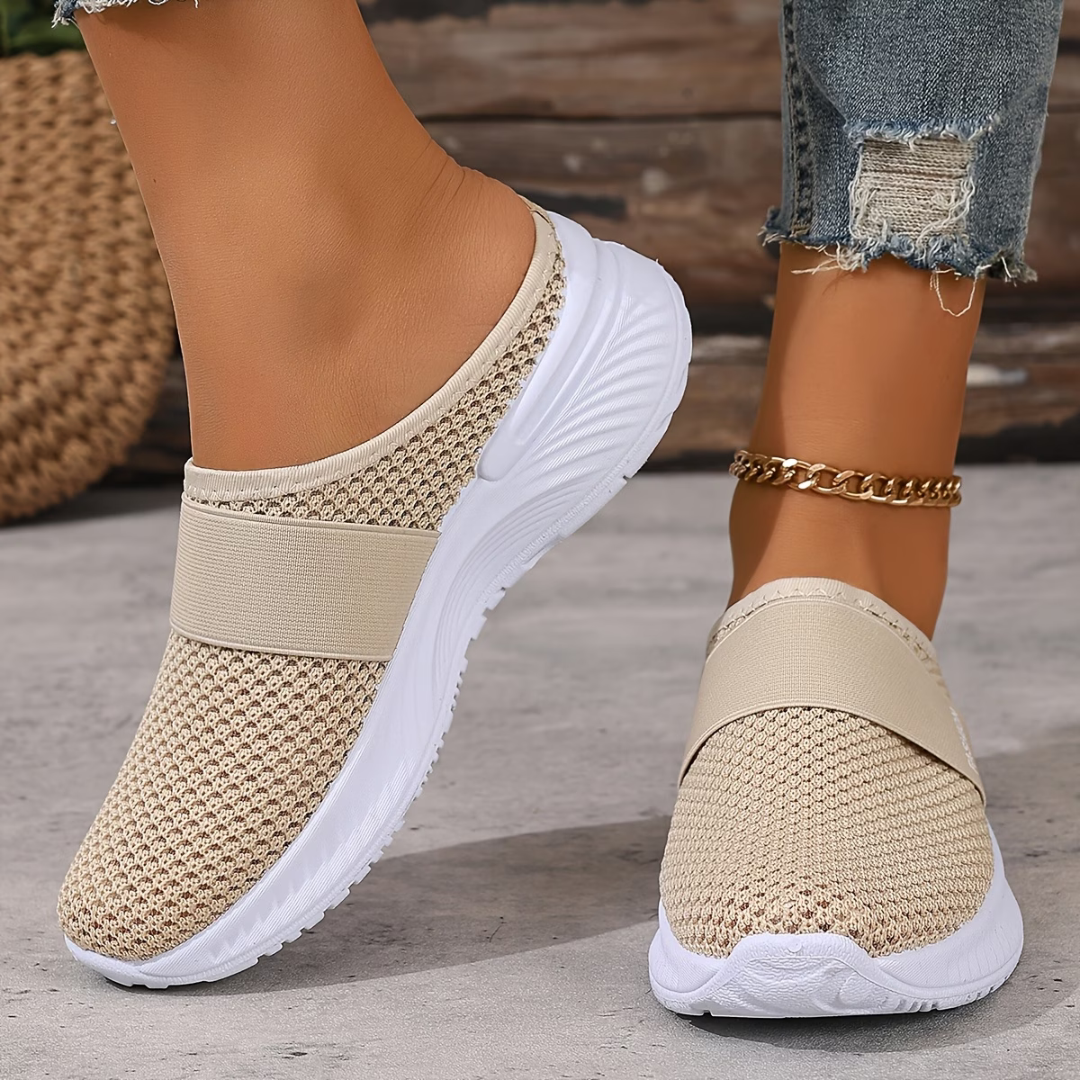 Women's Comfortable Breathable Slip-On Sneakers Sandals for Travel & Summer Outings