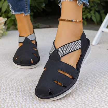 Women's Comfortable Breathable Elastic Straps Hollow-Out Roman Sandals Shoes