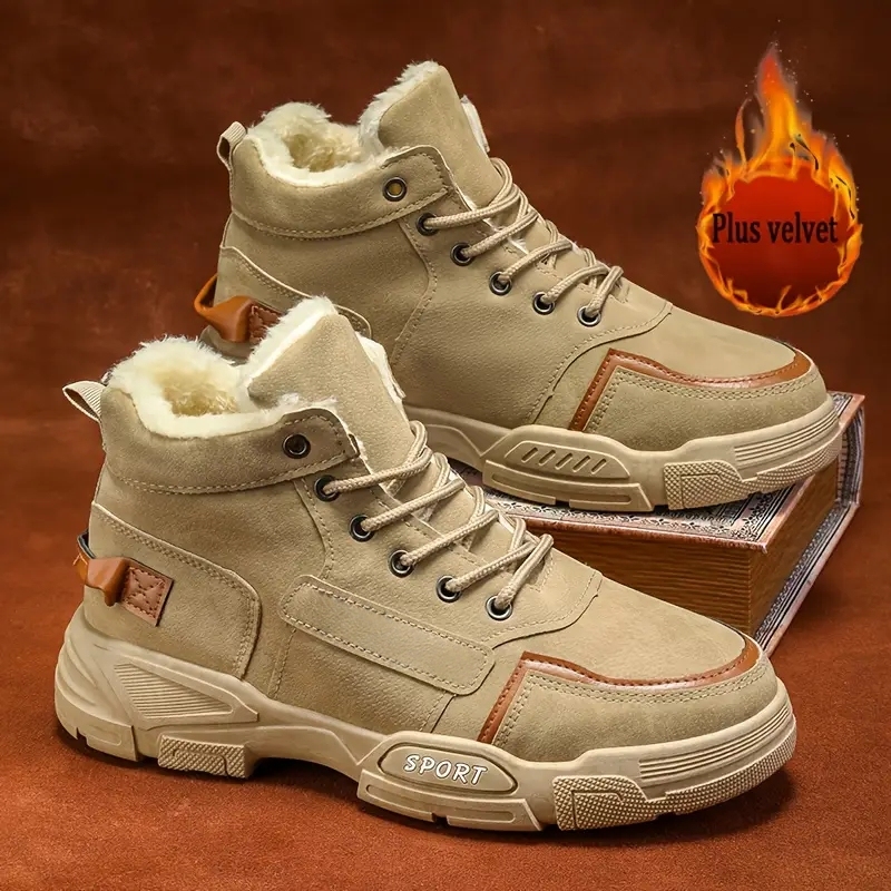 Men's Thermal Insulated Cushioned Insole & Non-Slip Winter Snow Boots for Outdoor Hiking, Casual & Daily Wear