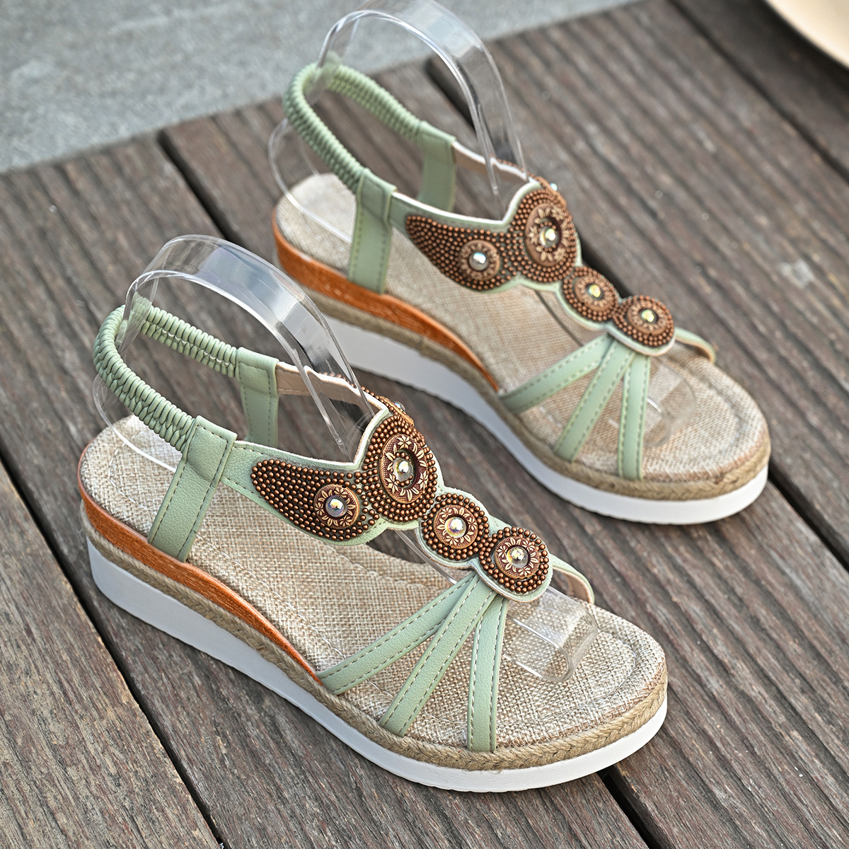 Women's Fashion Rhinestone Platform Wedge Sandals Beach Sandals