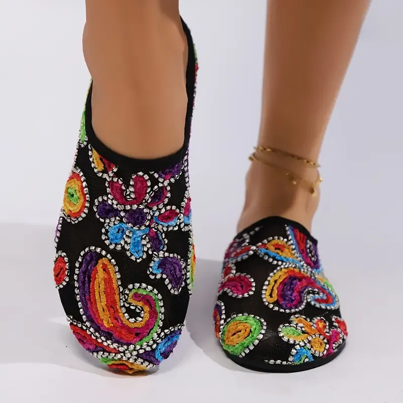 Women's Fashion Mesh Breathable Lightweight Versatile Unique Slip-On Flats Slippers