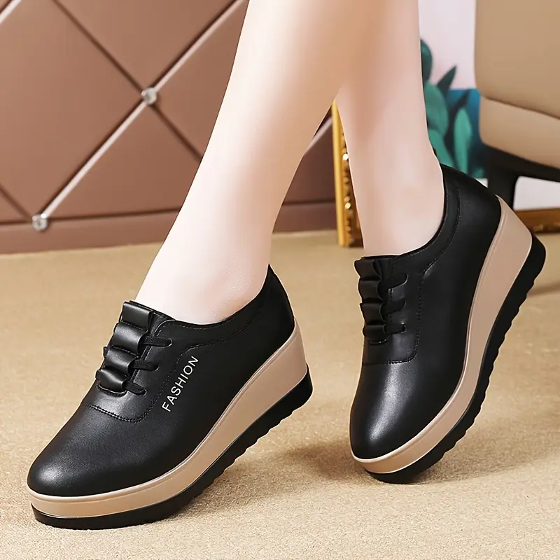 Women's Lightweight & Versatile Wedge Heel Leather Shoes