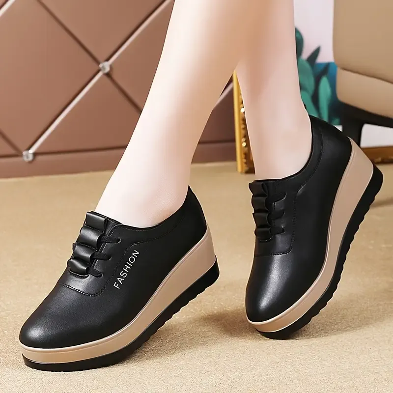 Women's Lightweight & Versatile Wedge Heel Leather Shoes