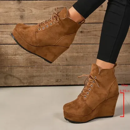 Women's Thermal Lined Plush Platform Wedge Shoes Boots