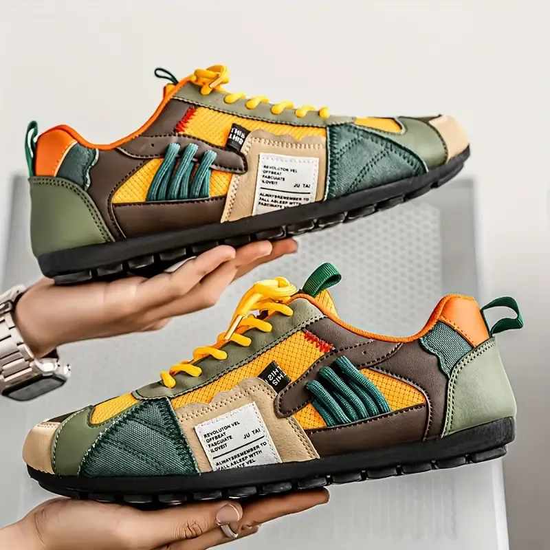 Men's Stylish Contrasting Designs Breathable Comfortable Non-Slip Sneakers 