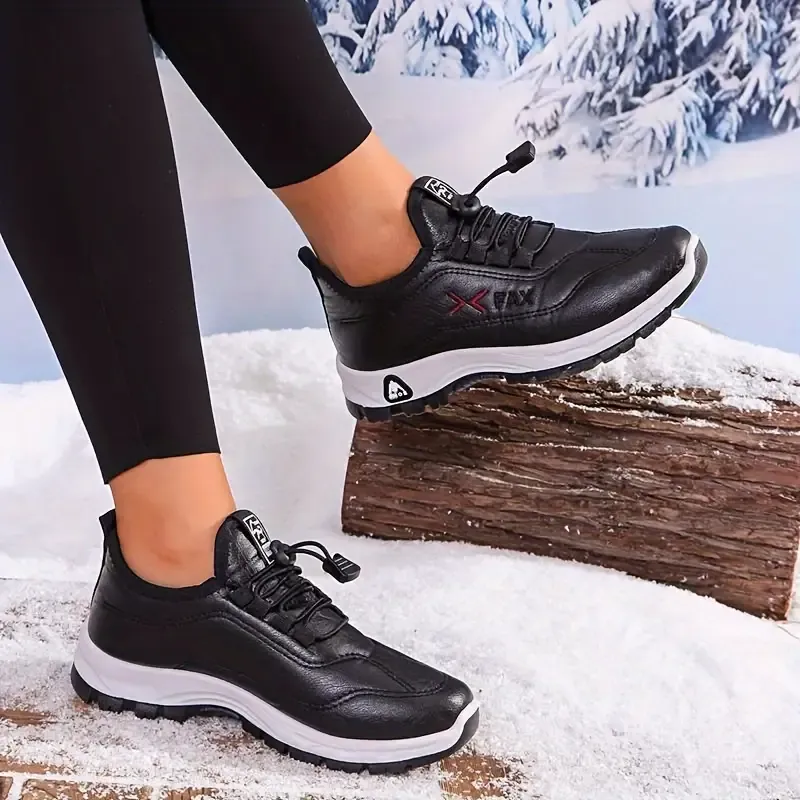 Women's Cozy Water-Resistant Non-Slip Snow Sneakers for Cold Weather Outings