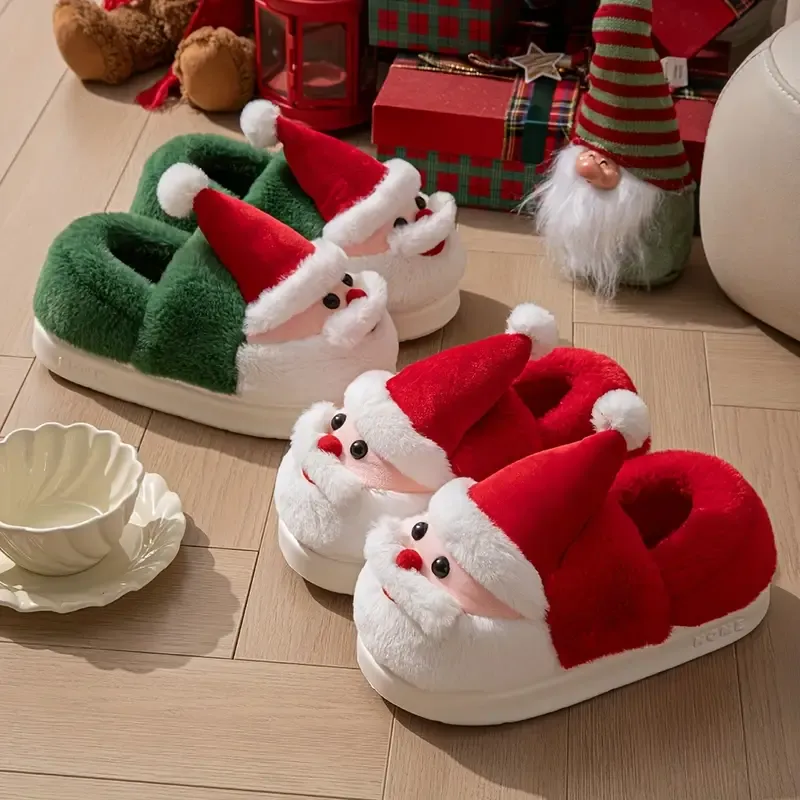Women's Warm & Cozy Festive Santa Slippers