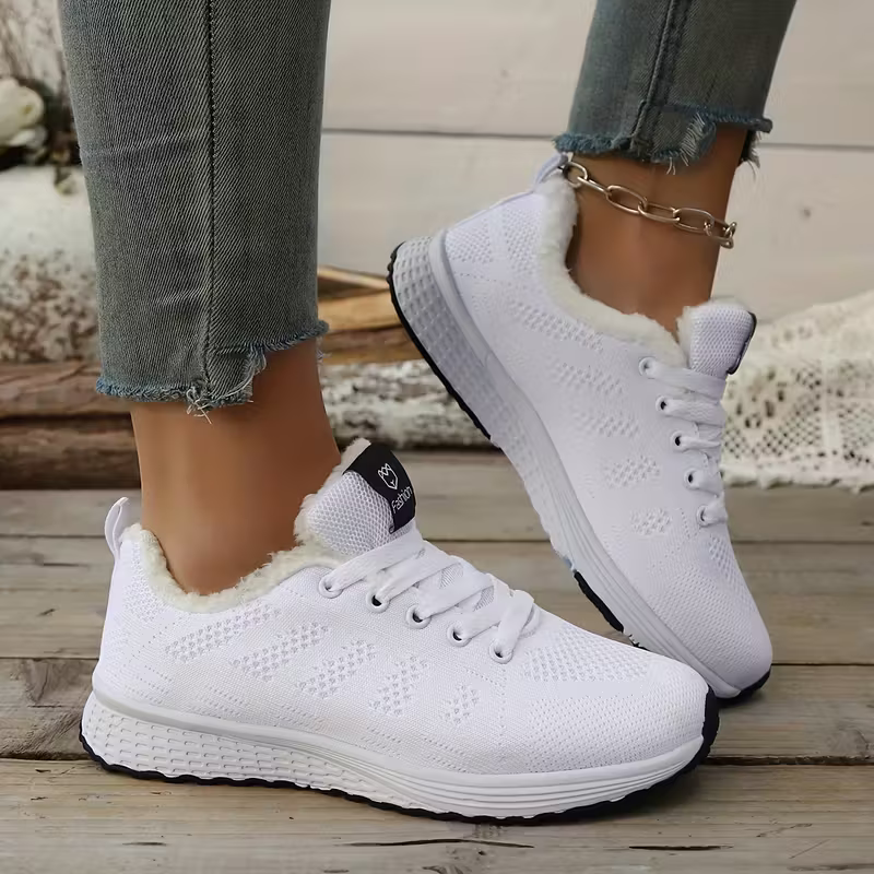 Women's Stylish & Comfortable Plus-Size Plush Warm Sports Shoes Sneakers for Running, Fitness, Commuting, Daily Shopping