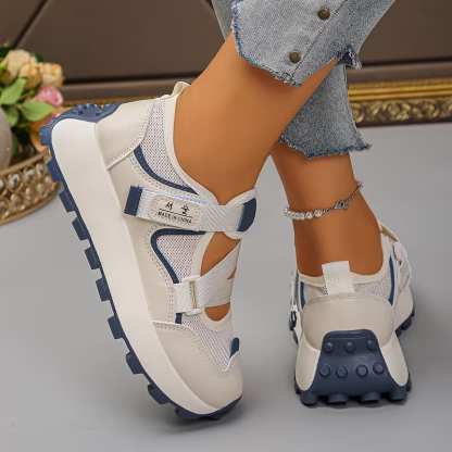 Women's Breathable Mesh Adjustable Hook-and-Loop Straps Slip-On Sneakers