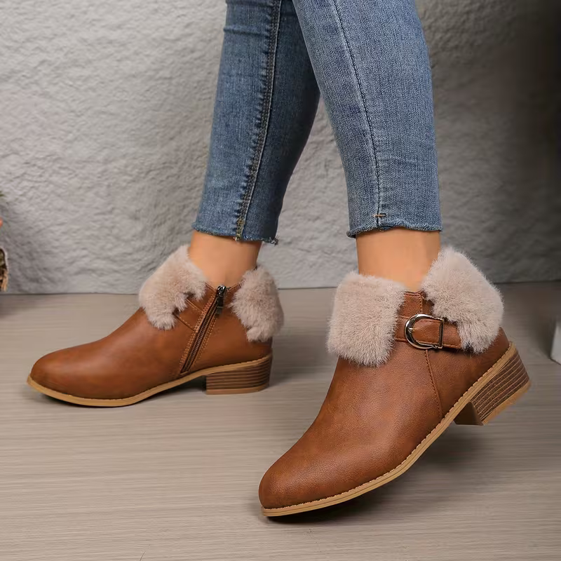 Women's Fashion & Warm Chelsea Block Heel Slip-On Boots